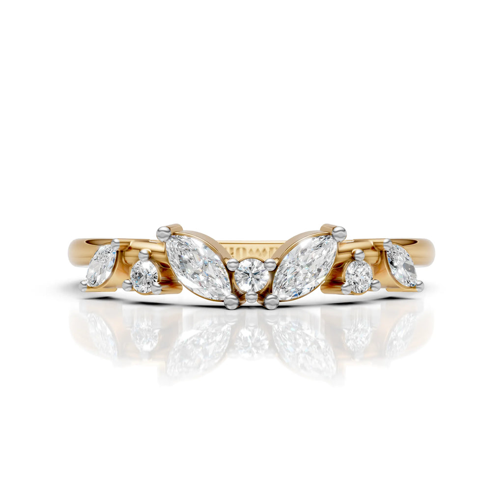 Marquise & Round Diamond Band Ring