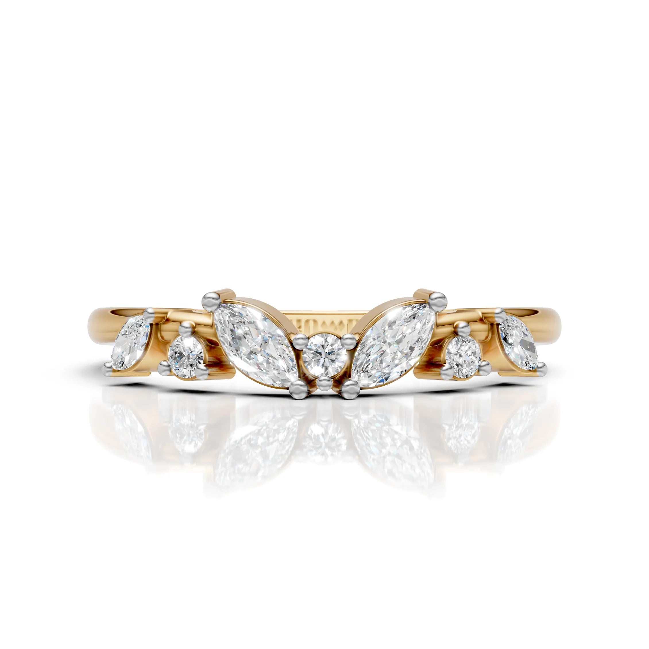 Marquise & Round Diamond Band Ring