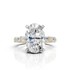 Oval Diamond Ring with Emerald Cut Band