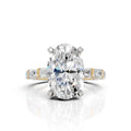 Oval Diamond Ring with Emerald Cut Band