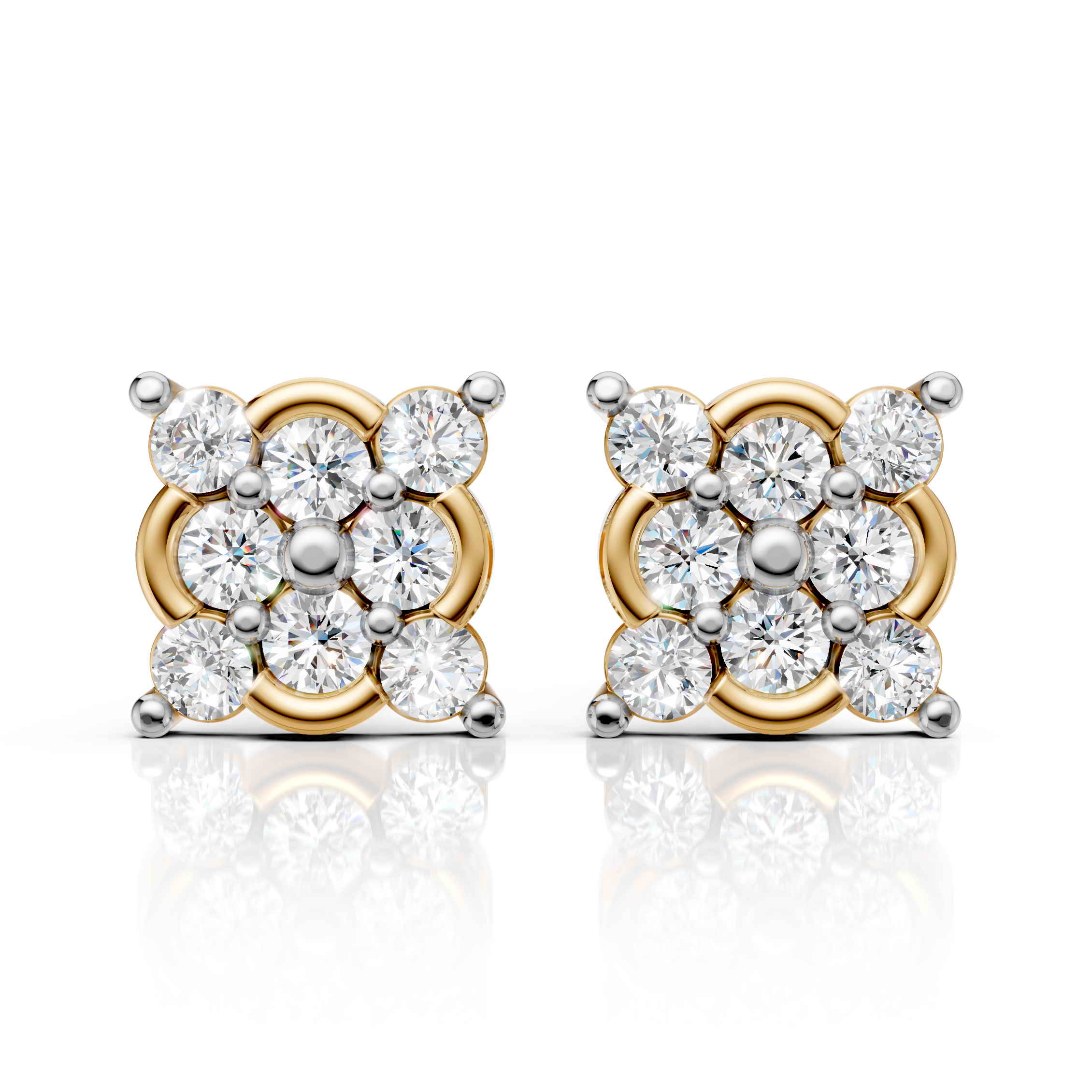 Classic Square Halo Diamond Earrings (1 Pair)