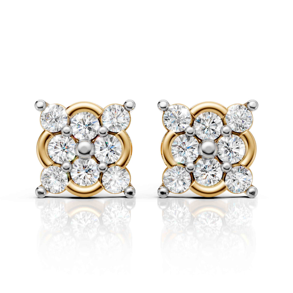 Classic Square Halo Diamond Earrings (1 Pair)