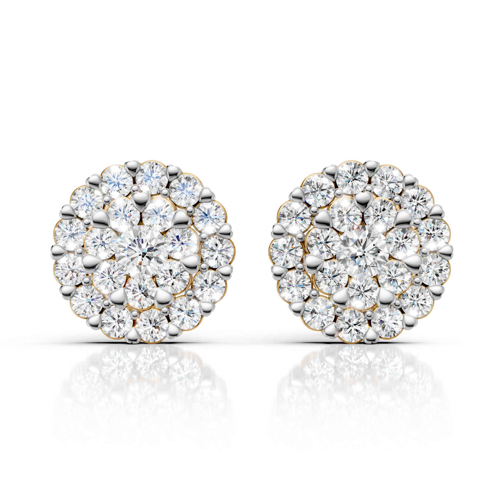 Classic Round Cluster Diamond Earrings (1 Pair)