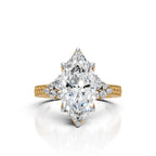 Marquise Solitaire Diamond Ring with Milgrain Band