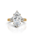 Marquise Solitaire Diamond Ring with Milgrain Band