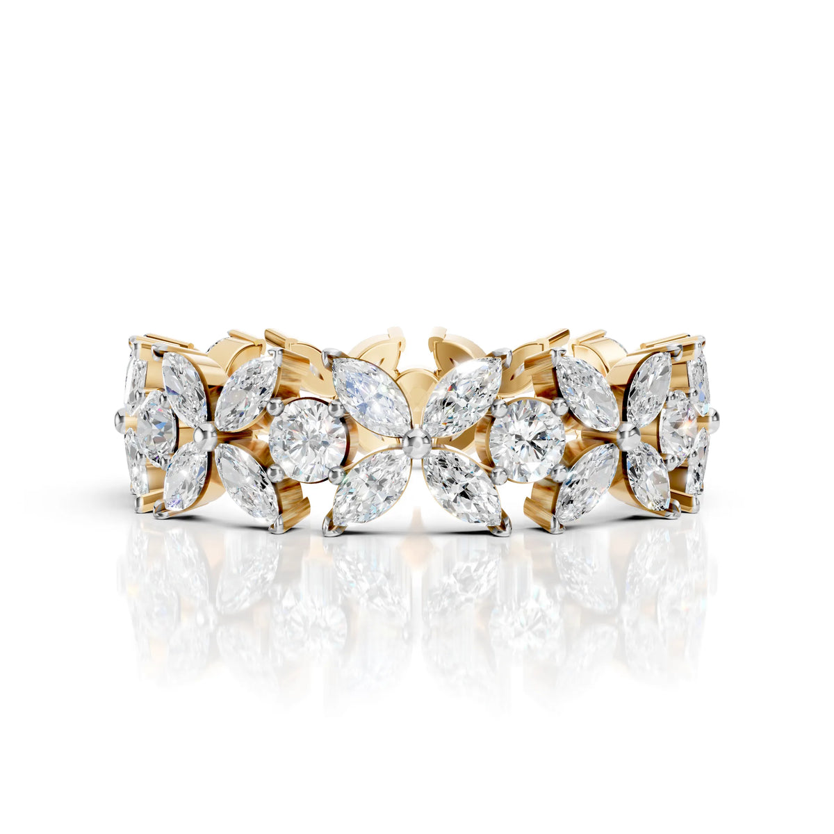 Floral Marquise & Round Diamond Eternity Band
