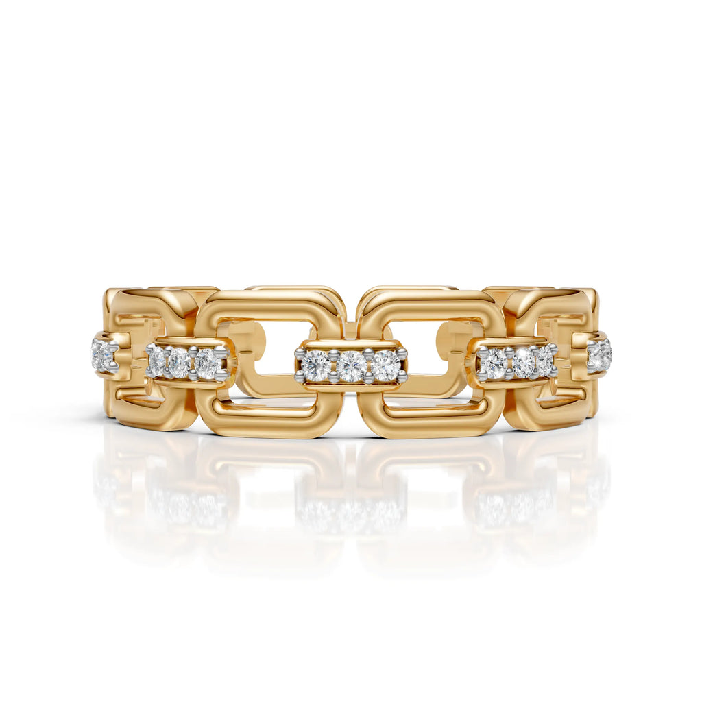 Luxury Diamond Link Chain Ring