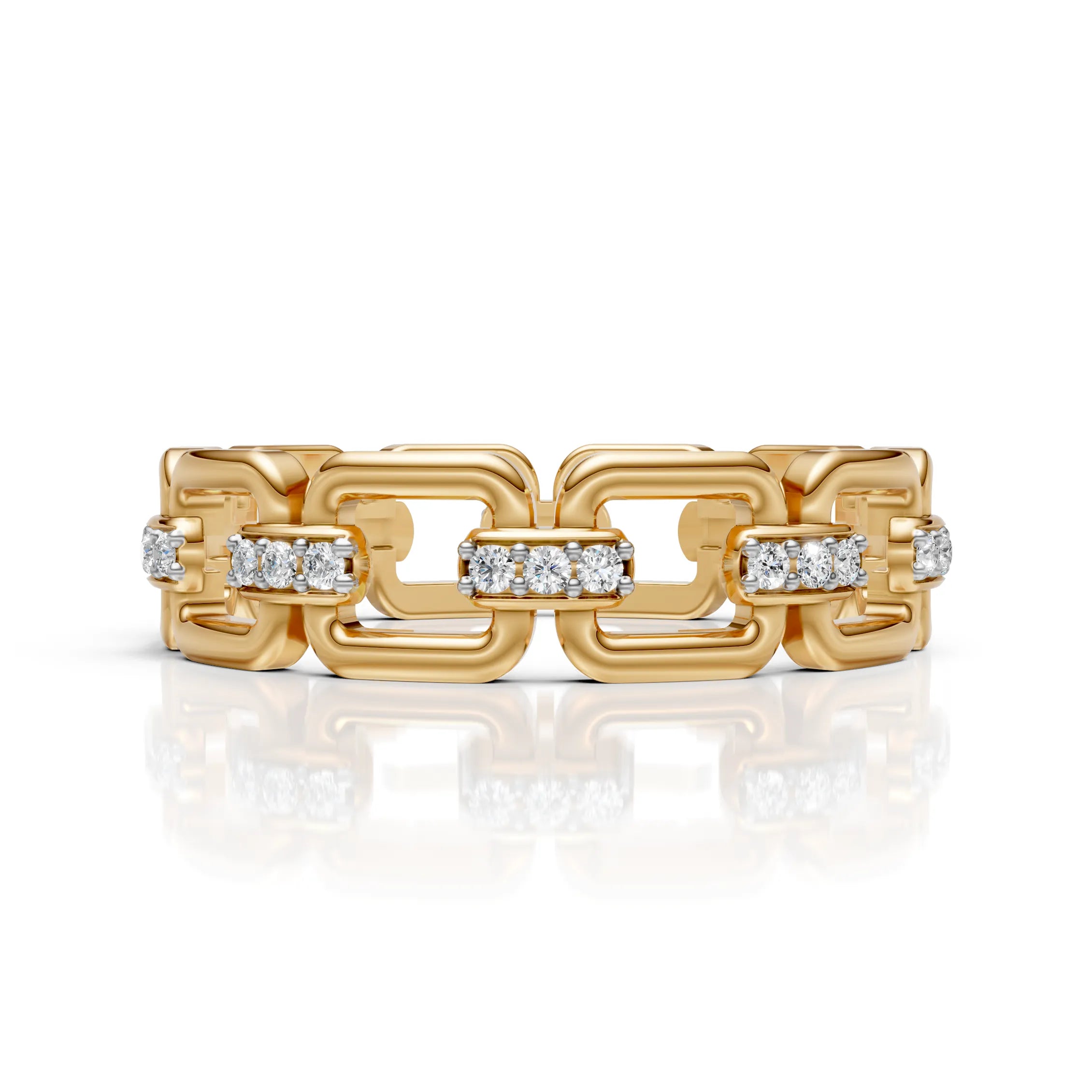 Luxury Diamond Link Chain Ring