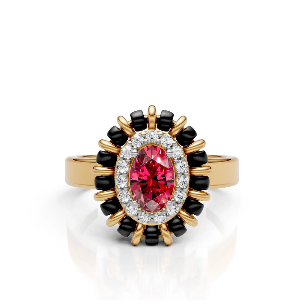 Classic Oval Ruby Cluster Ring