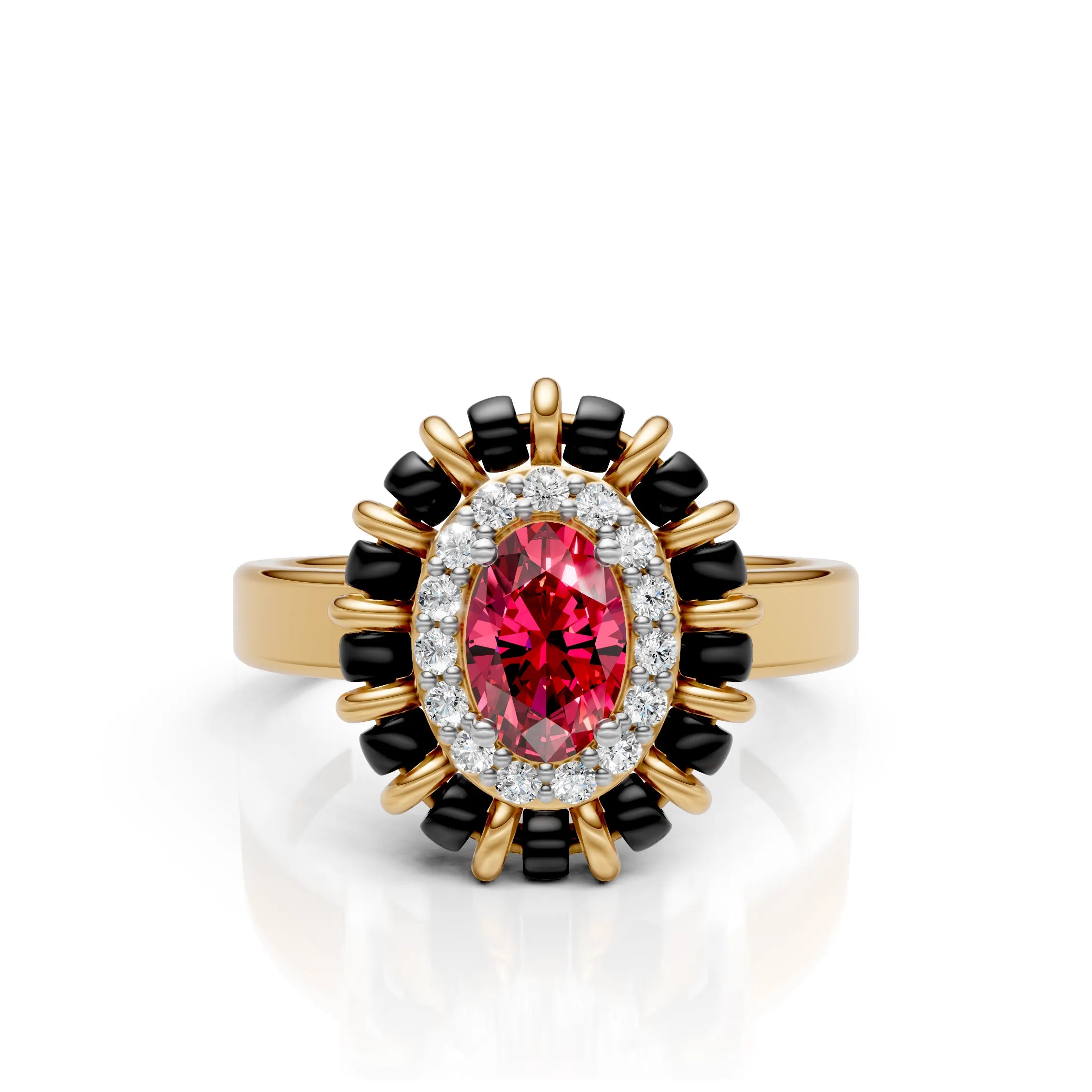 Classic Oval Ruby Cluster Ring