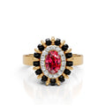 Classic Oval Ruby Cluster Ring