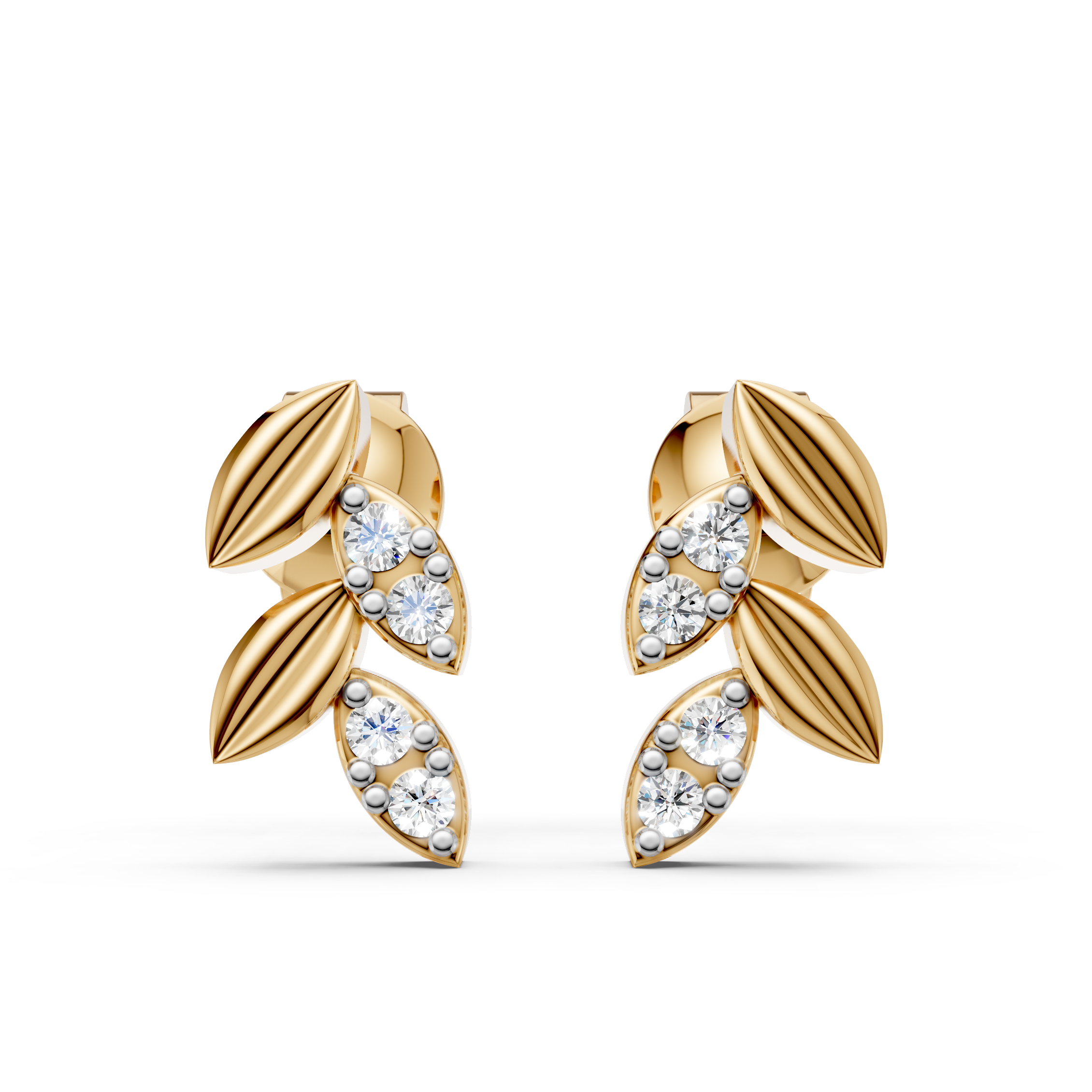 925 Sterling Silver Leaf Drop Diamond Accent Earrings