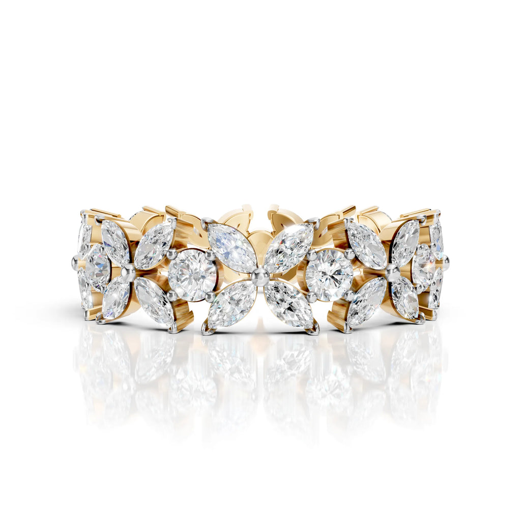 Floral Marquise & Round Diamond Eternity Band