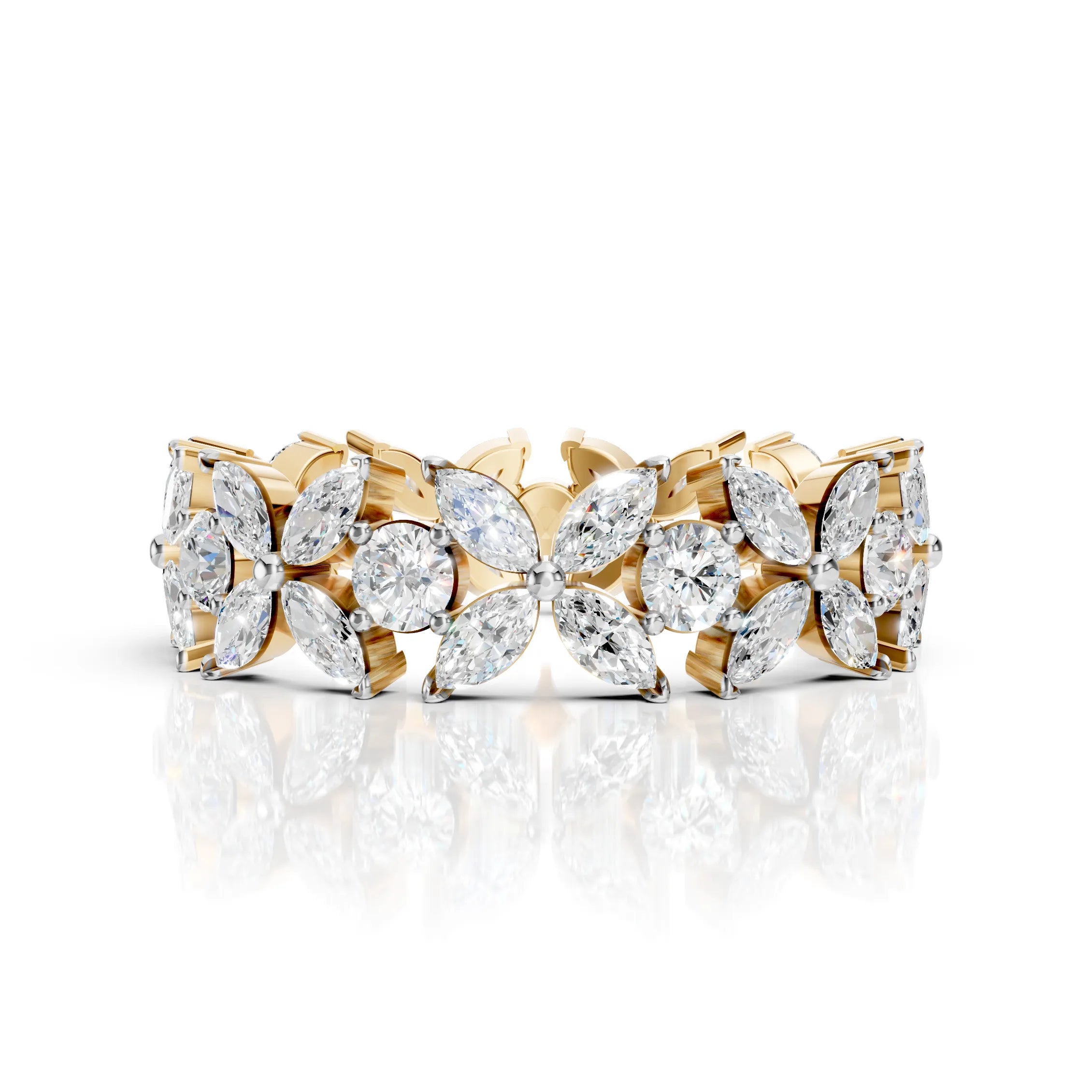 Floral Marquise & Round Diamond Eternity Band