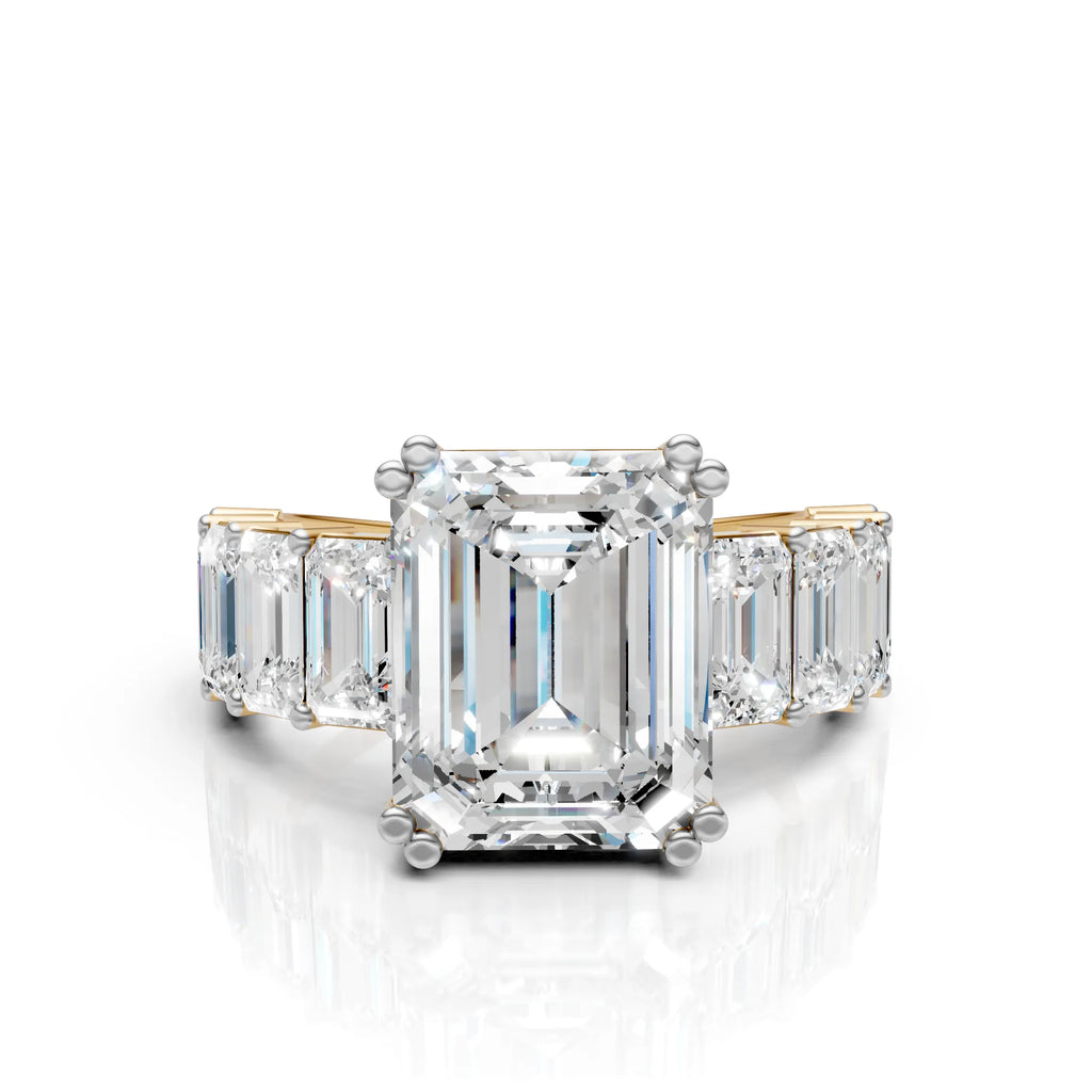 Emerald-Cut Ring with Baguette Accents