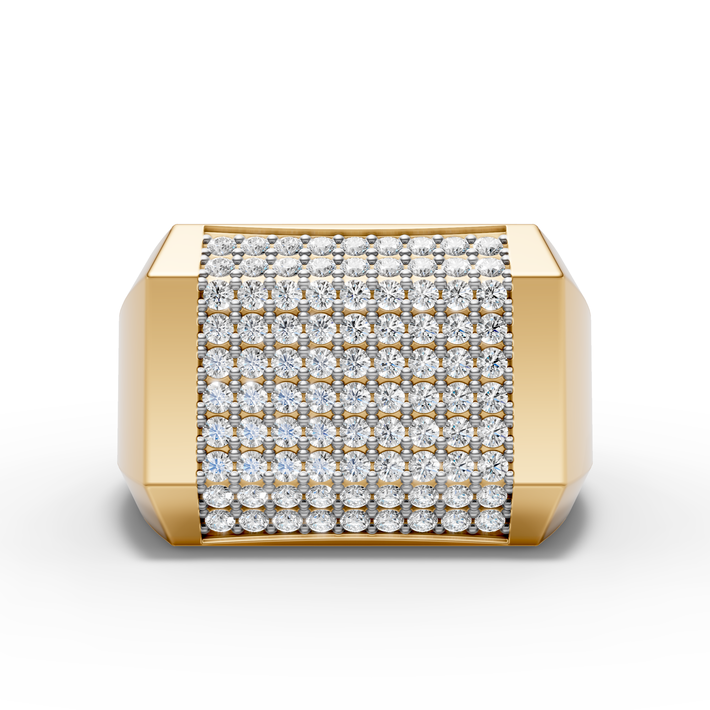 925 Sterling Silver Diamond Grid Moissanite Diamond Ring