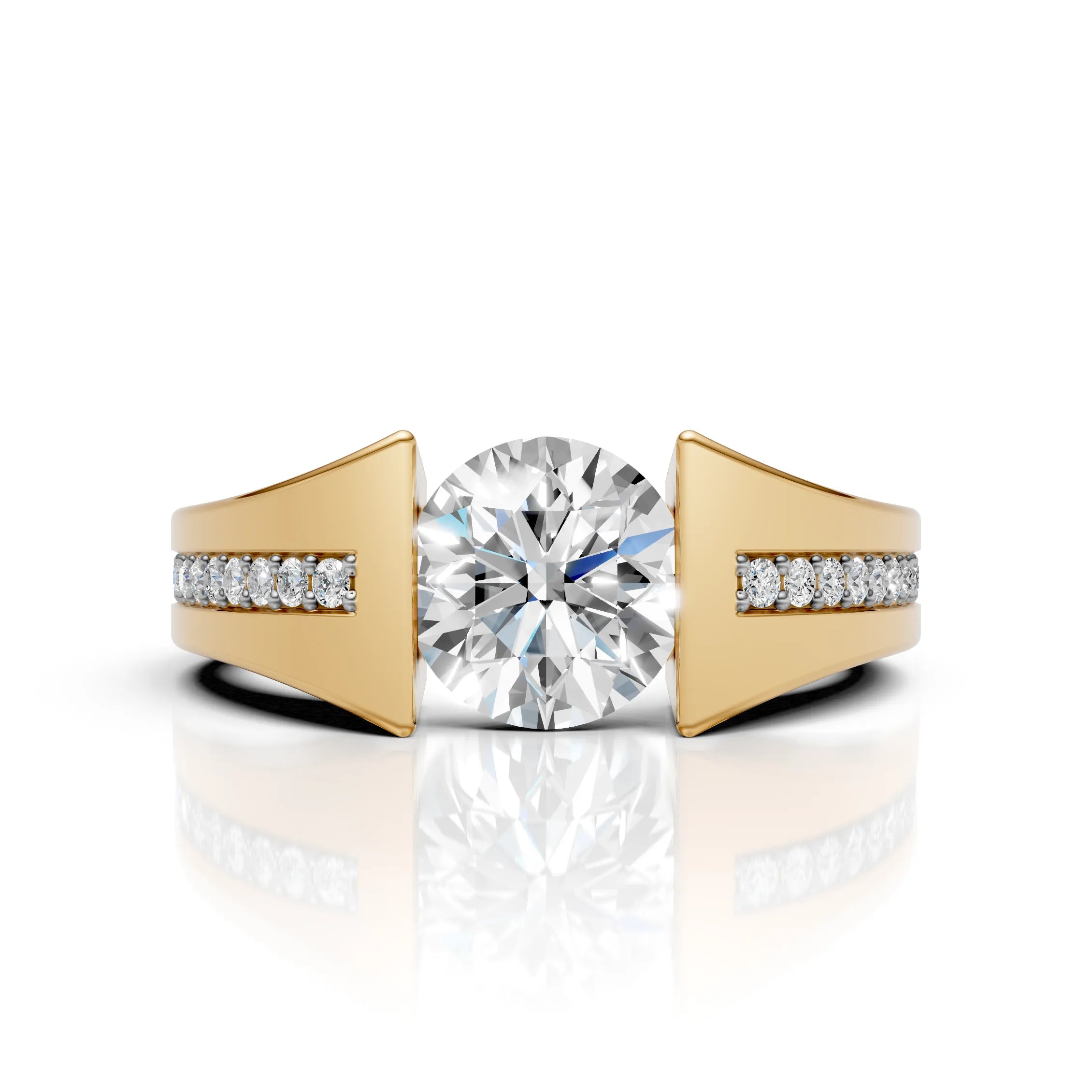 Modern Floating Diamond Solitaire Ring