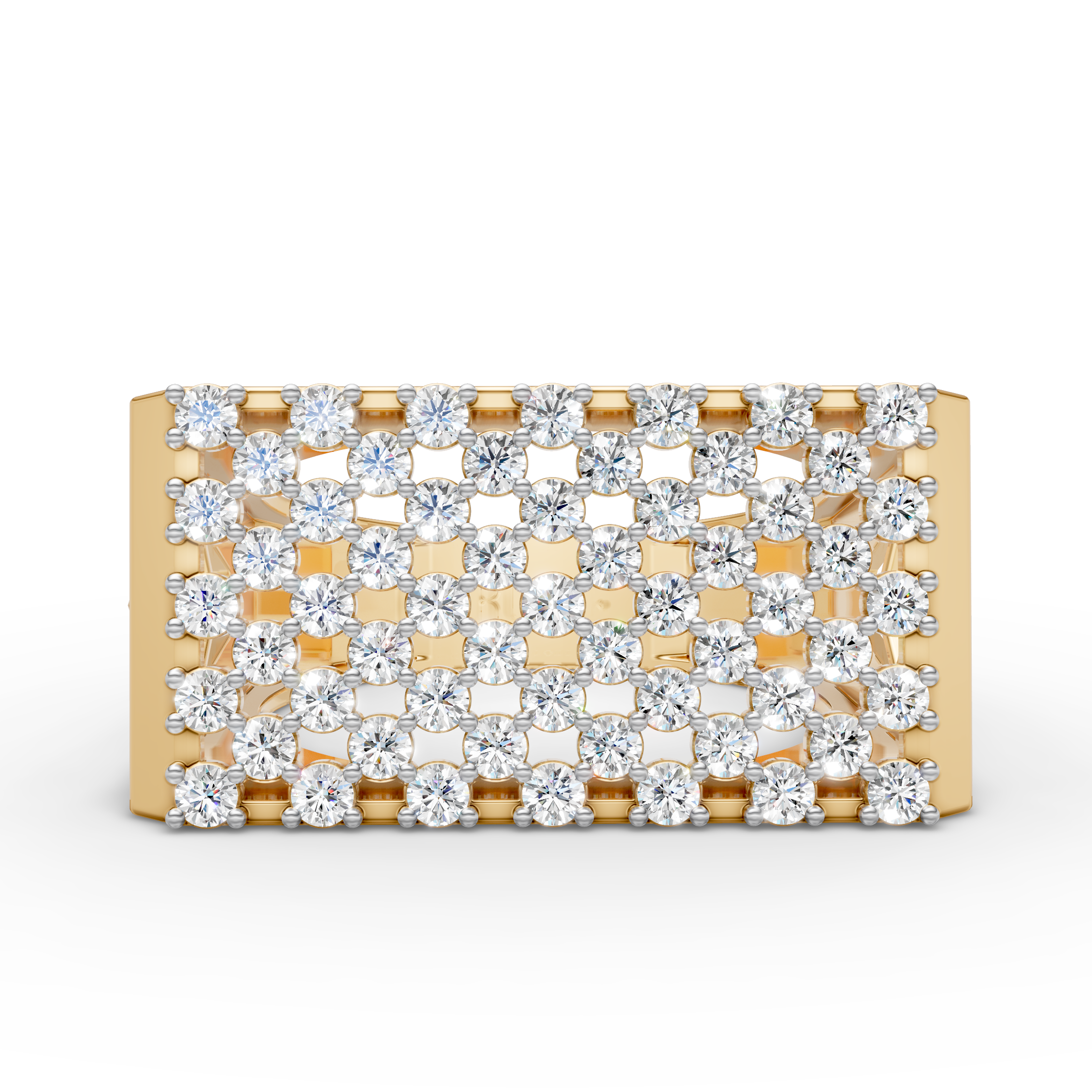 925 Sterling Silver Square Cluster Moissanite Diamon Ring