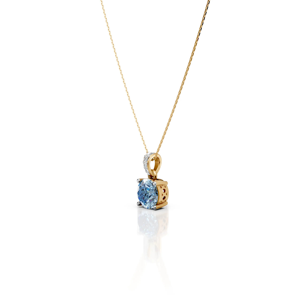 2 CT Blue Portuguese Cut Pendant With Chain