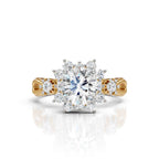 Floral Round Solitaire Diamond Ring
