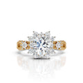 Floral Round Solitaire Diamond Ring
