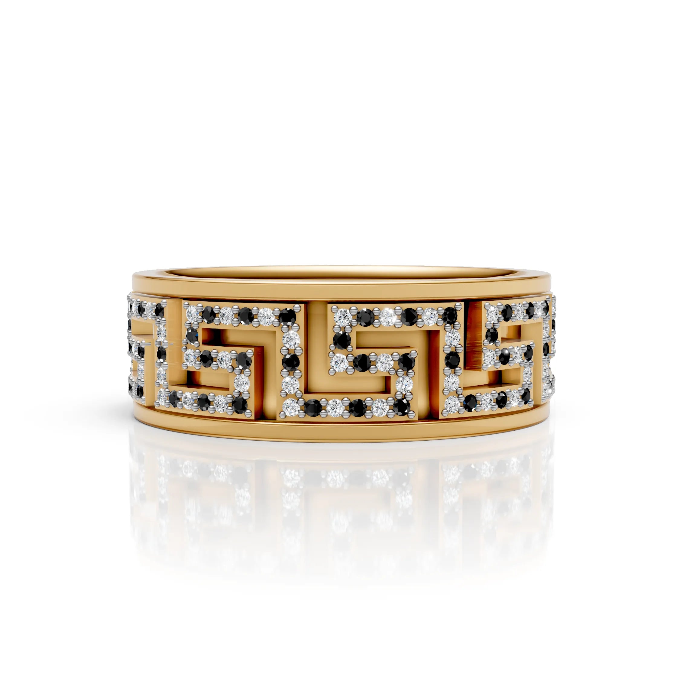 Iced Geometric Pattern Band Ring