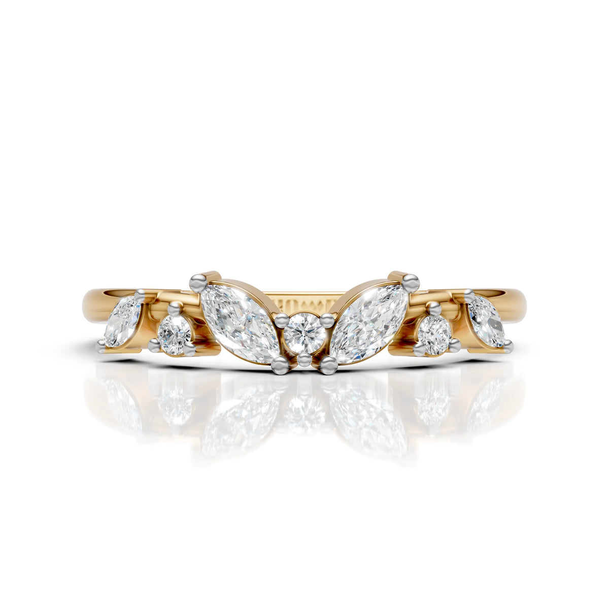Marquise & Round Diamond Band Ring