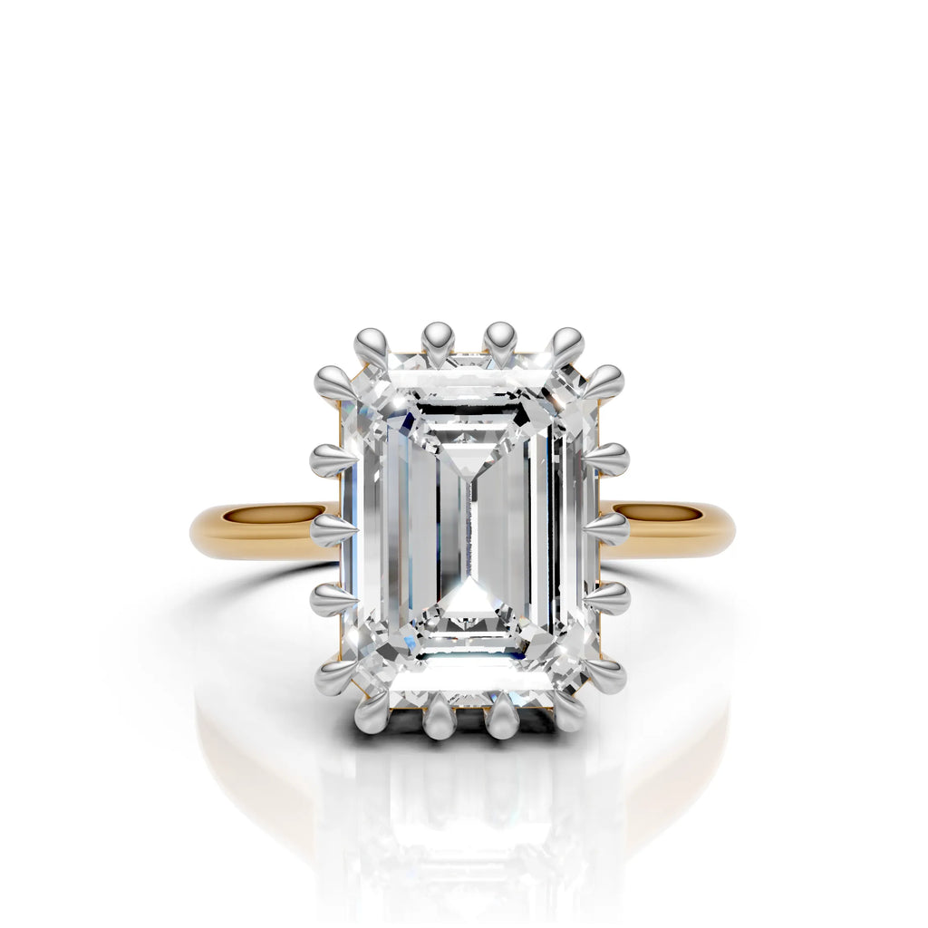 Crown Setting Emerald Solitaire Ring