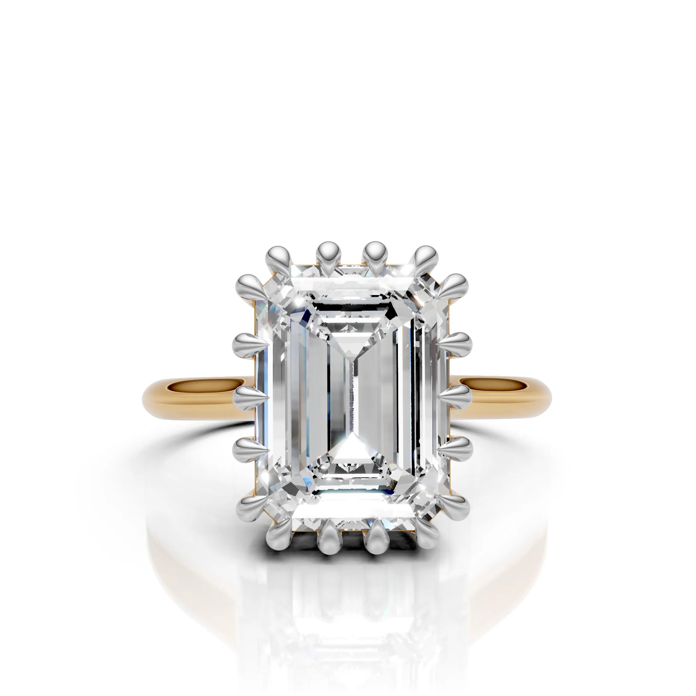 Crown Setting Emerald Solitaire Ring