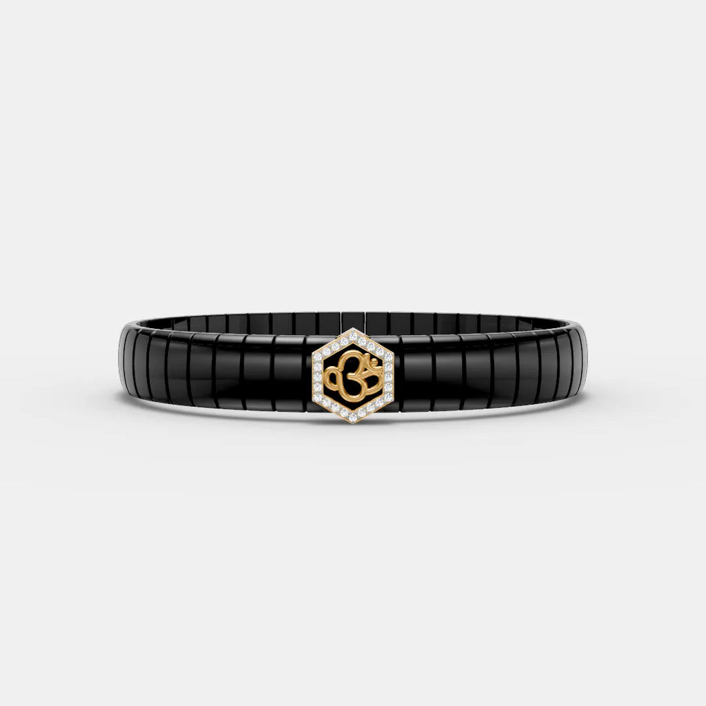Hexagon OM Bracelet – Spiritual Sparkle with Modern Elegance