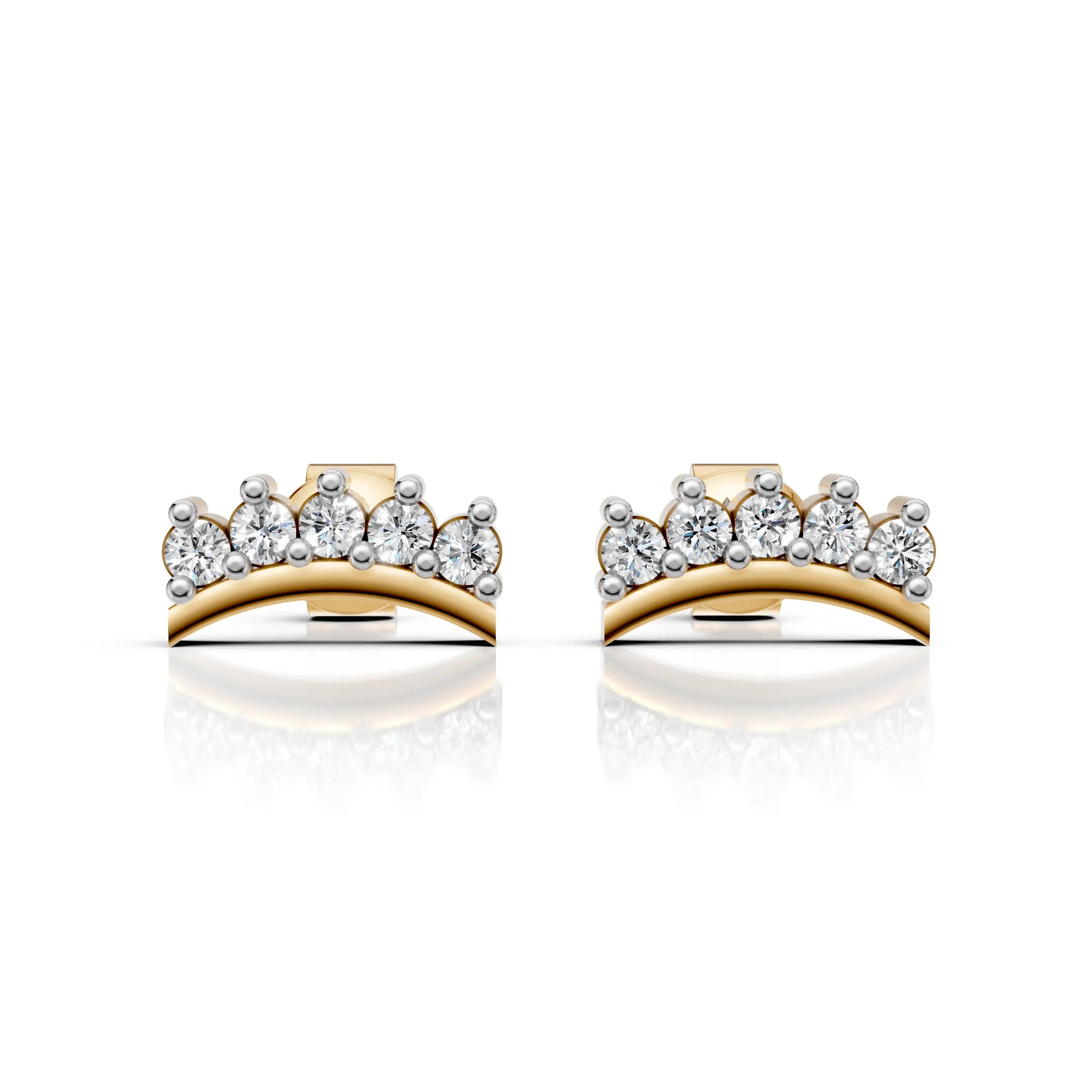 Curved Crown Stud Earrings (1 Pair)