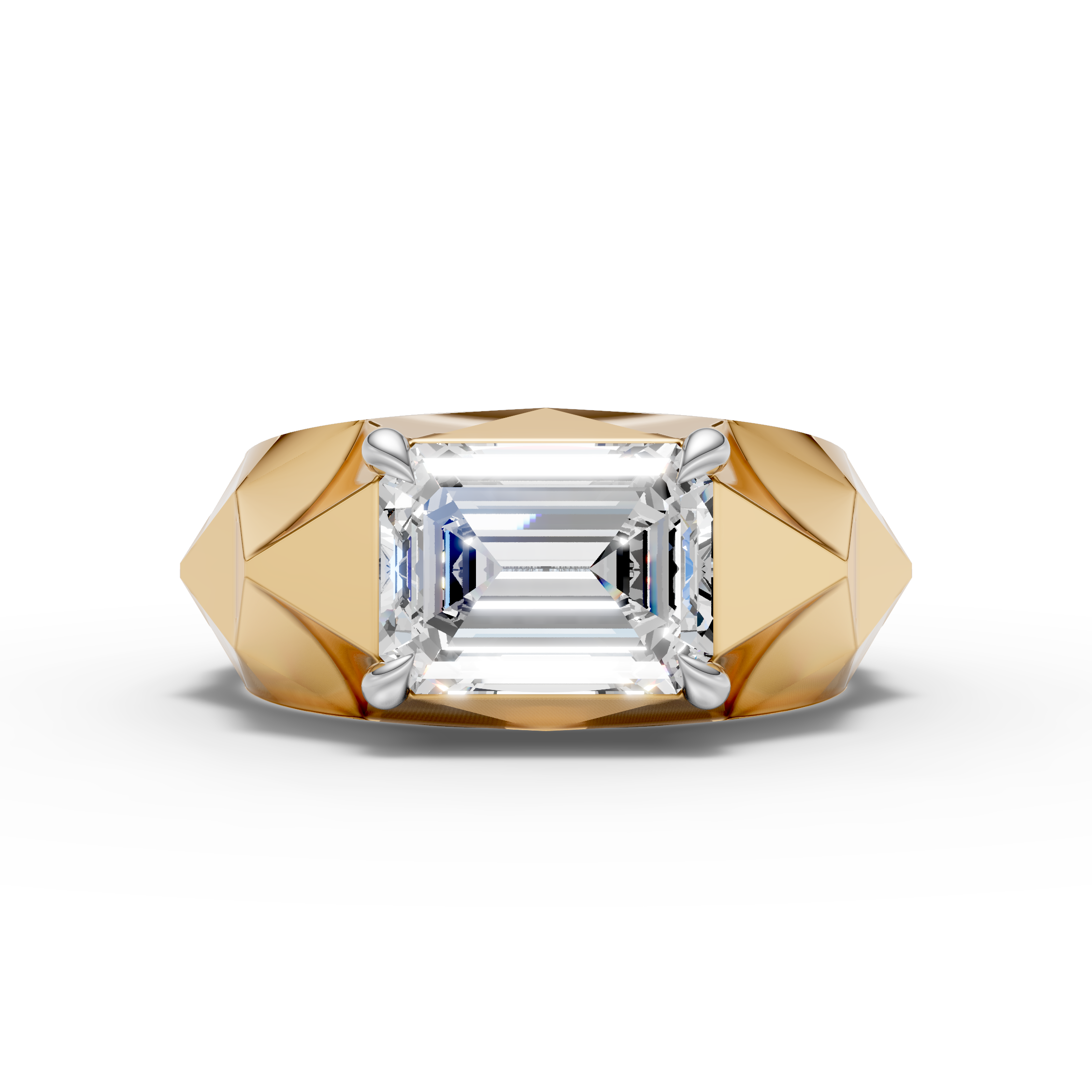 925 Sterling Silver Emerald Cut Moissanite Diamond Ring
