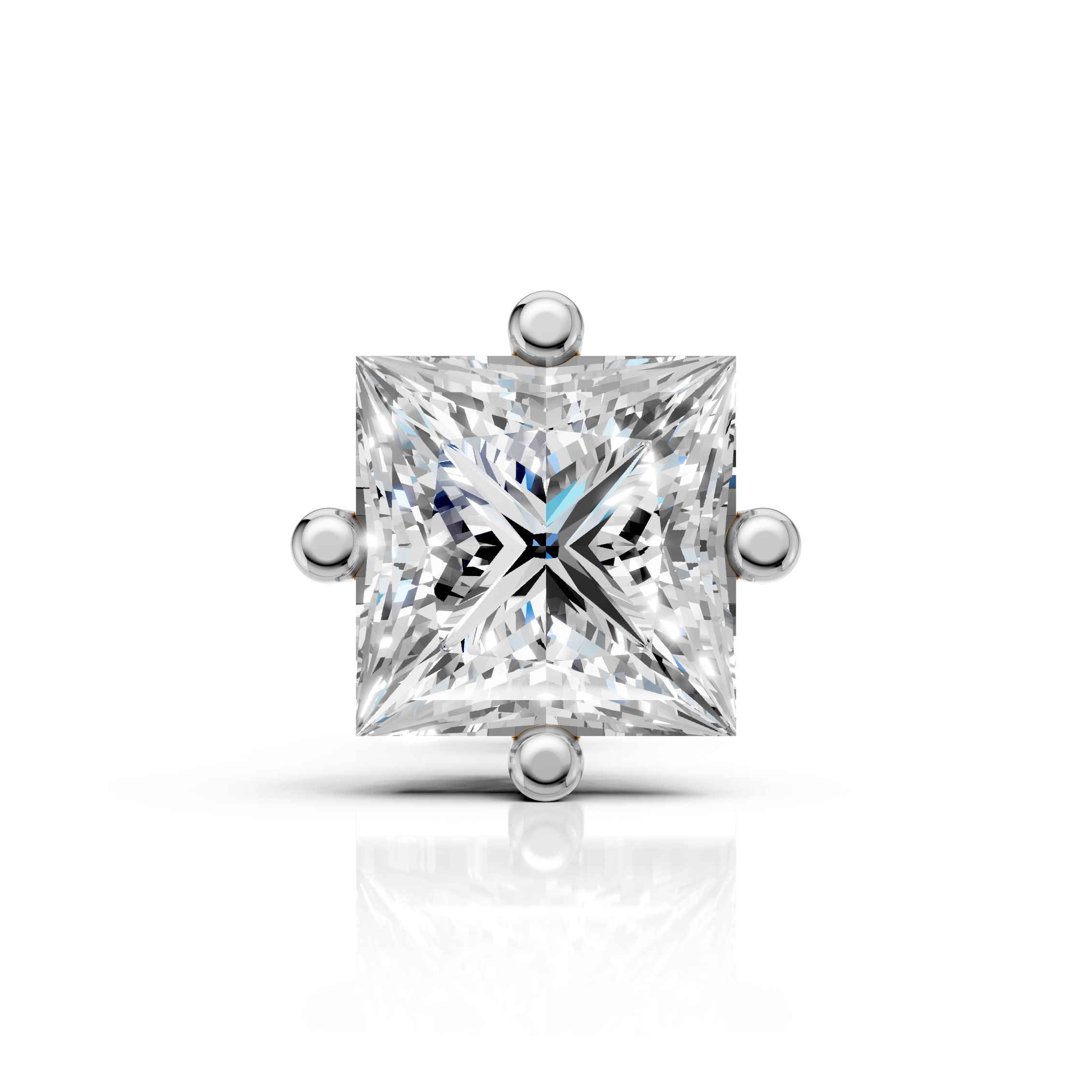 Princess Cut Solitaire Stud
