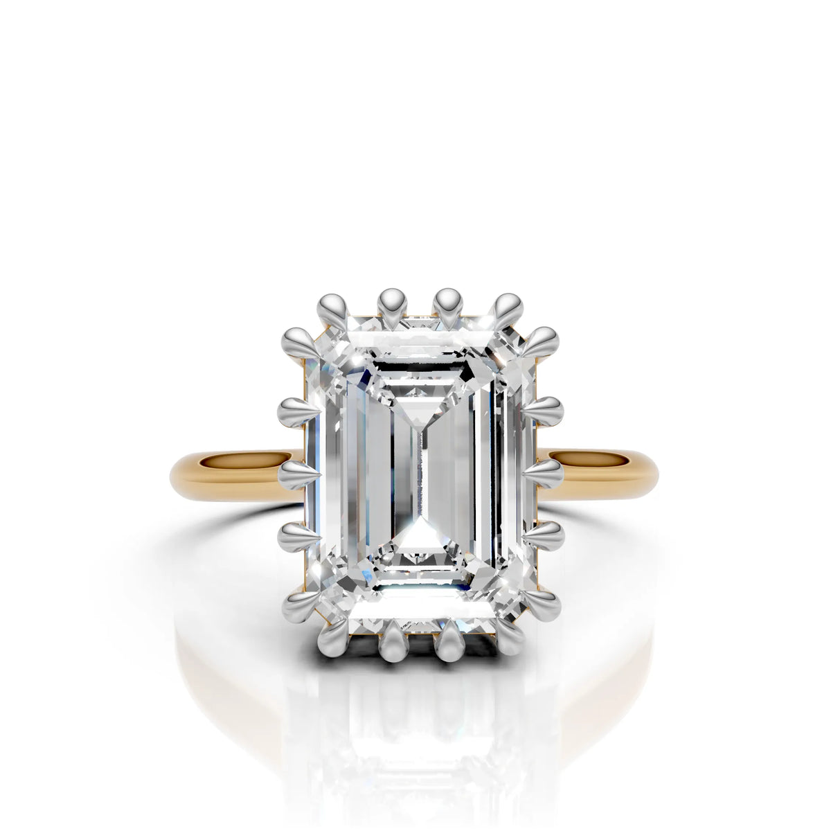 Crown Setting Emerald Solitaire Ring