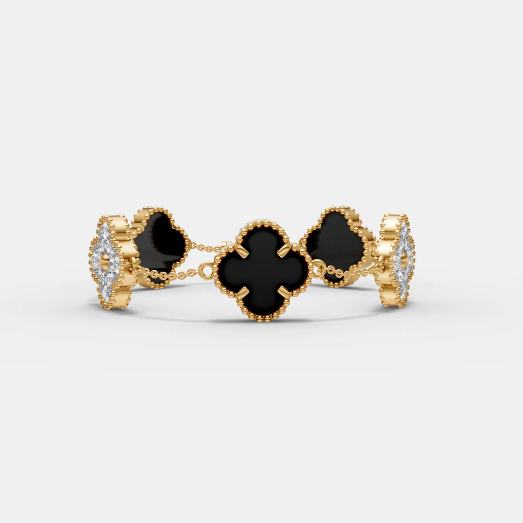 Black Malachite Flower Bracelet – Nature-Inspired Elegance