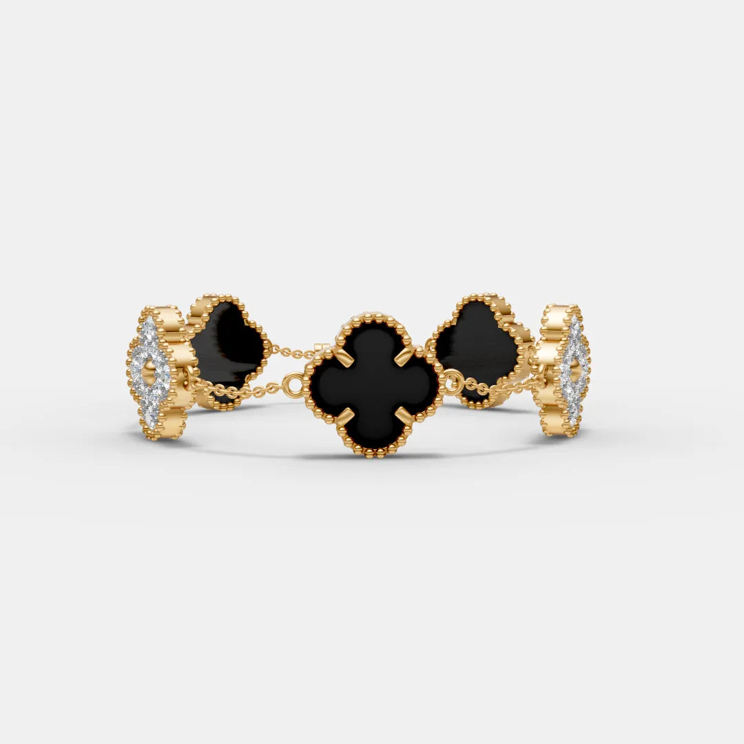 Black Malachite Flower Bracelet – Nature-Inspired Elegance