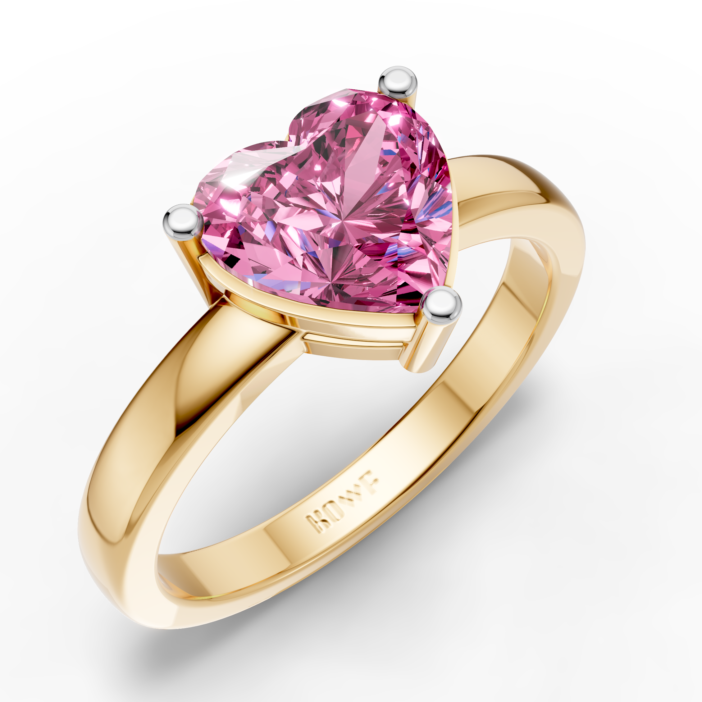 Pink Heart Solitaire Ring For Women