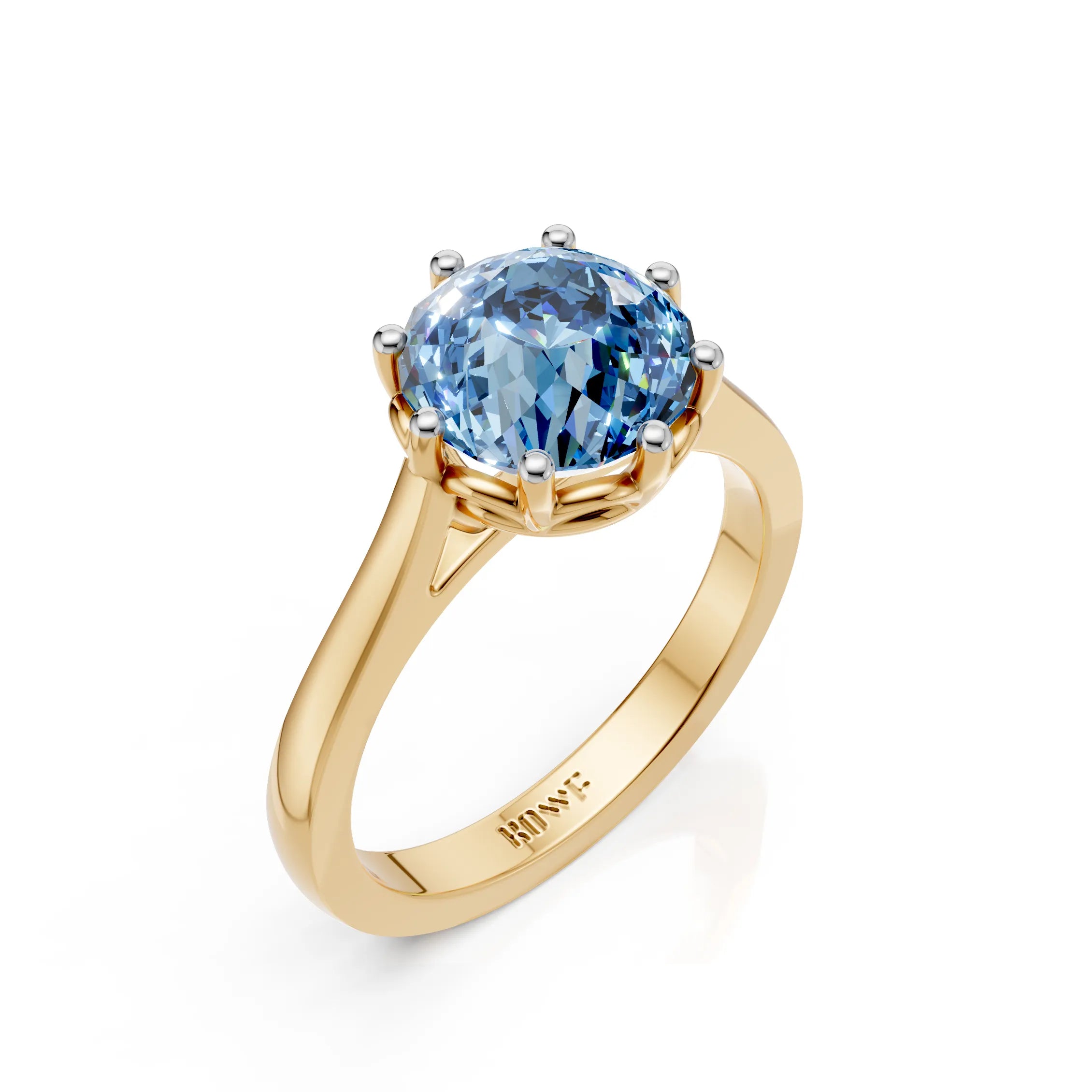 2 CT Blue Portuguese Cut Ring