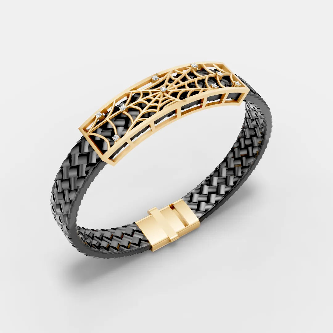 925 Sterling Silver Spider Frame Leather Belt