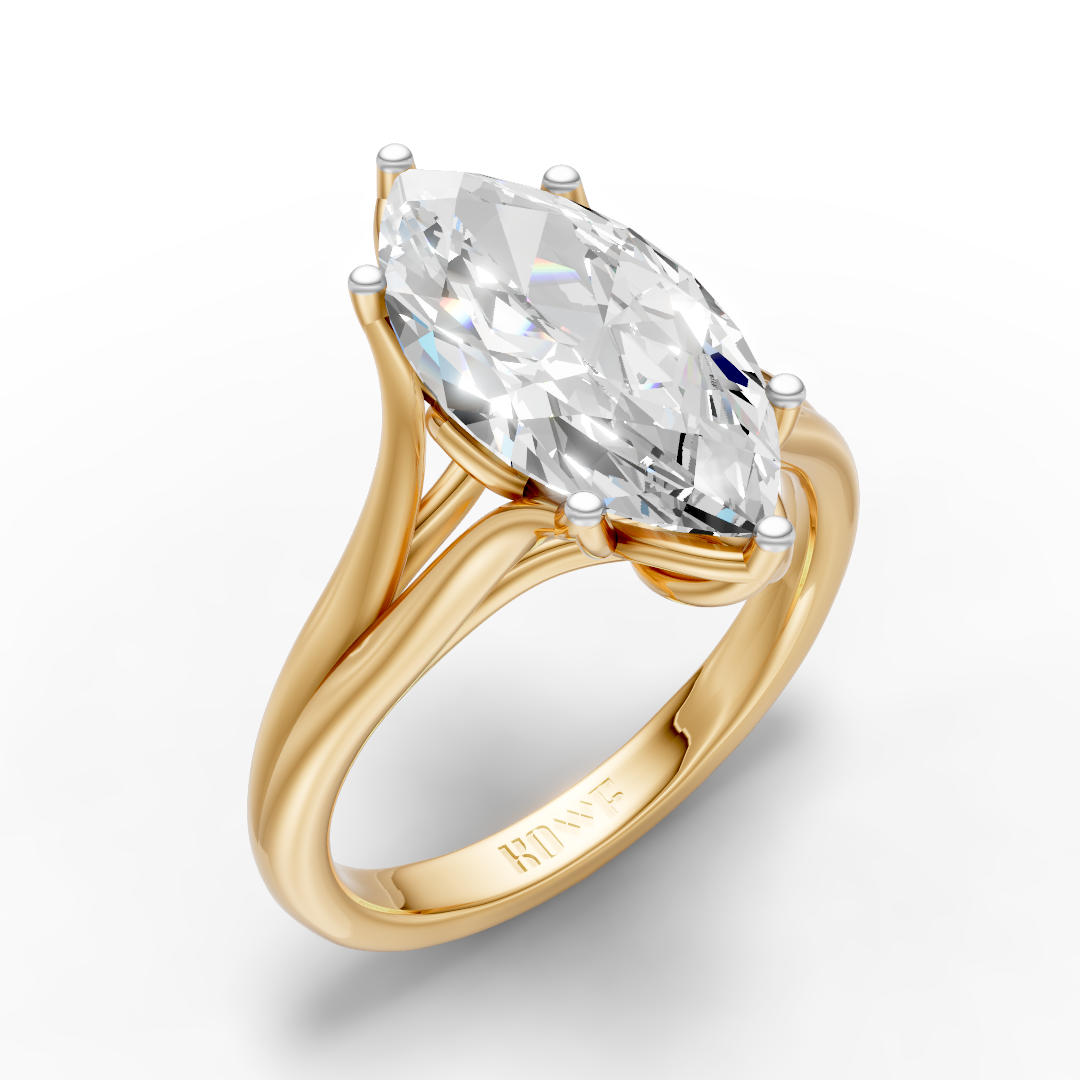 925 Sterling Silver Moissanite Diamond Marquise Solitaire  Ring