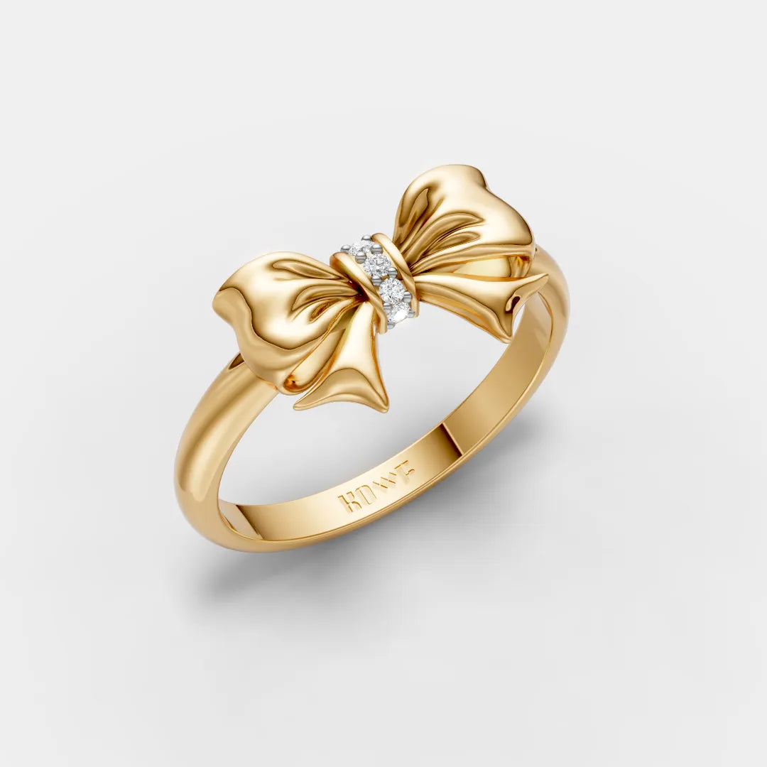 925 Sterling Silver Bow Moissanite Diamond Ring