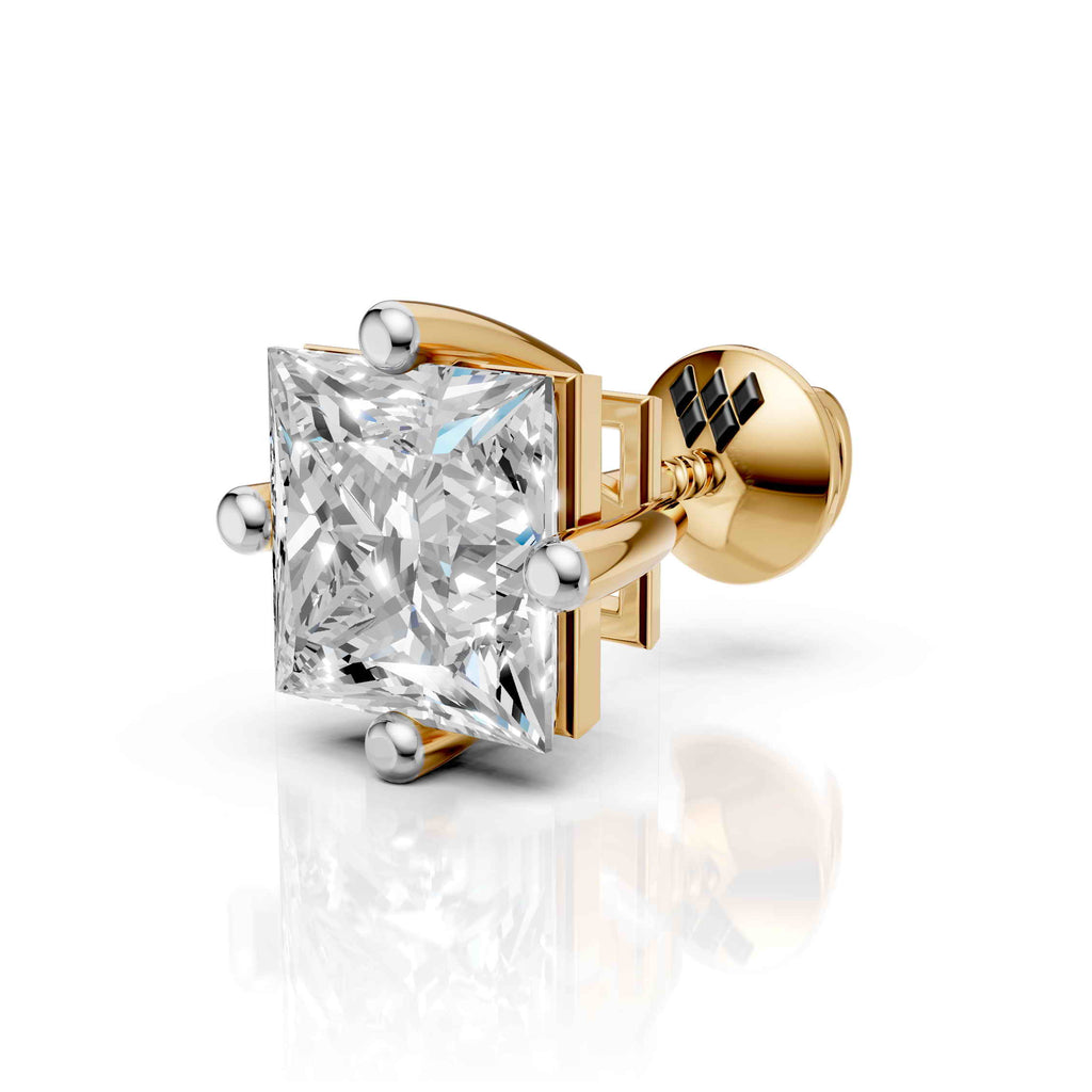 Princess Cut Solitaire Stud