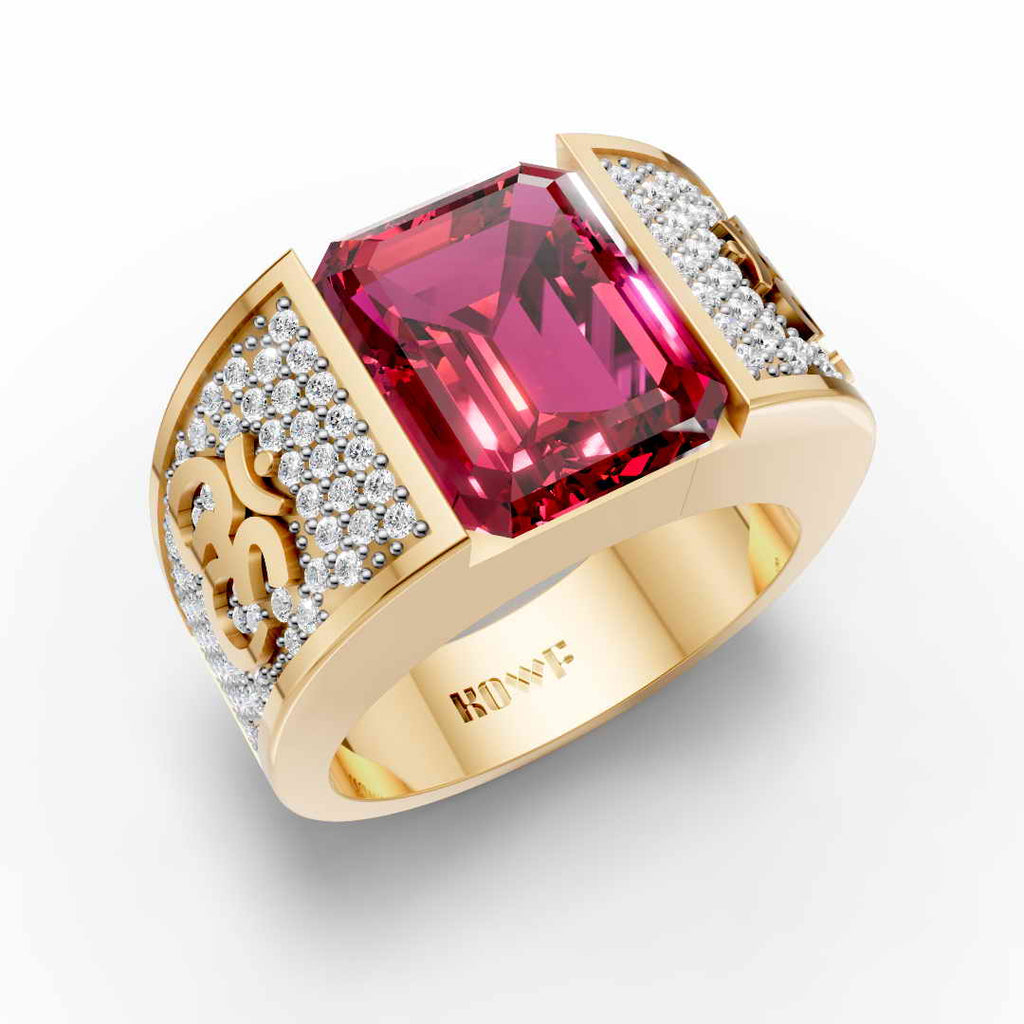 Red Stone With Om Ring