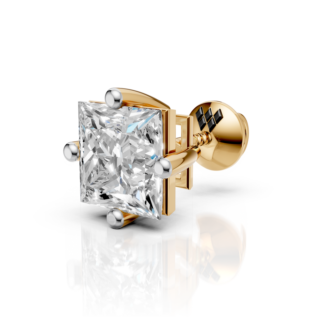 Princess Cut Solitaire Stud