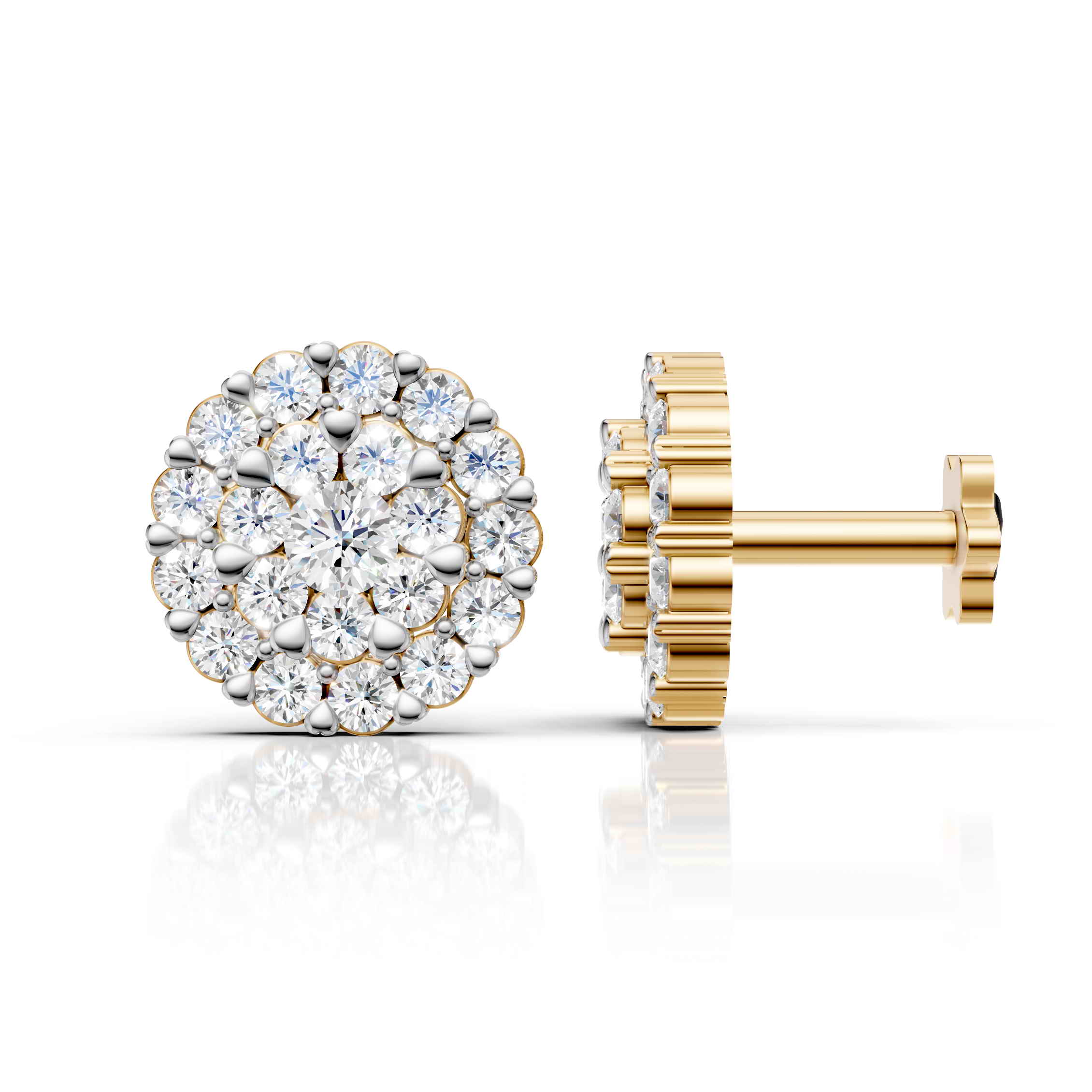 Classic Round Cluster Diamond Earrings (1 Pair)