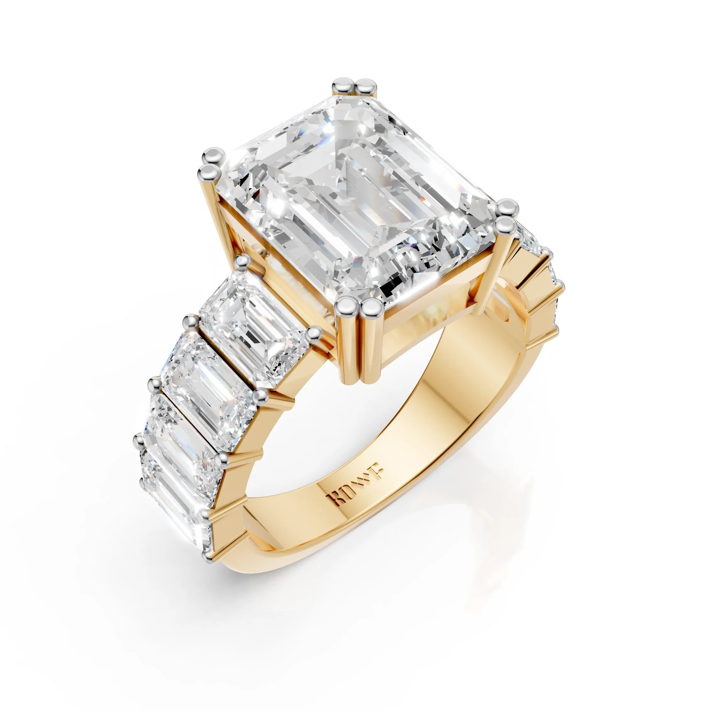 Emerald-Cut Ring with Baguette Accents