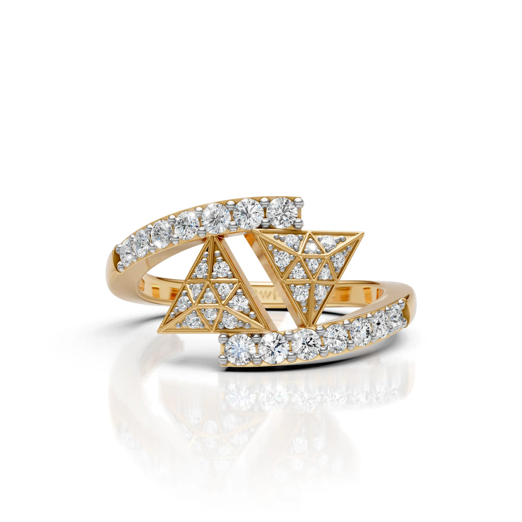 Geometric Diamond Open Wrap Ring