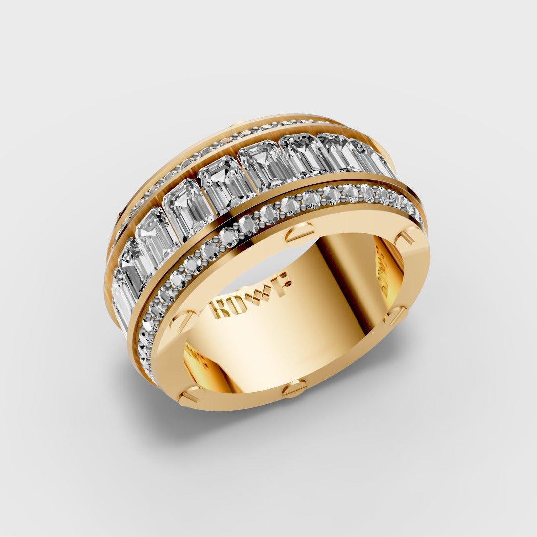 925 Sterling Silver Baguette Moissanite Diamond Men’s Ring