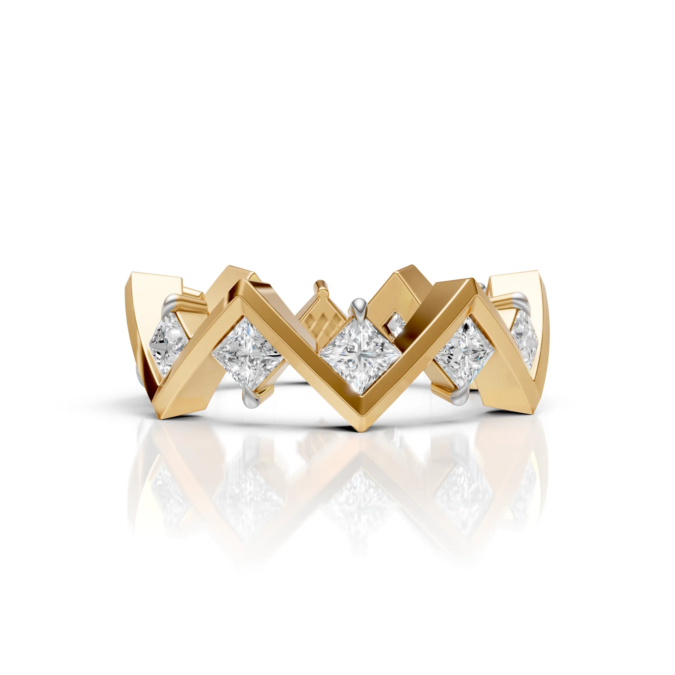 Princess Cut Diamond Geometric Eternity Ring