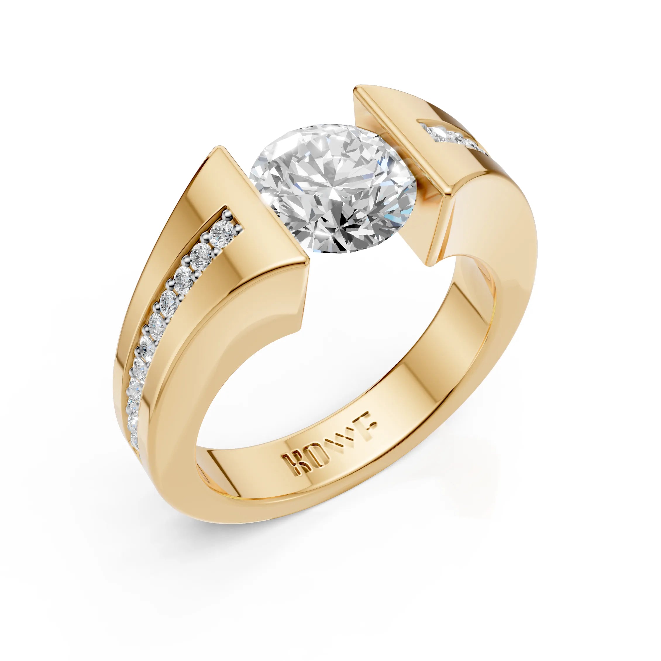 Modern Floating Diamond Solitaire Ring